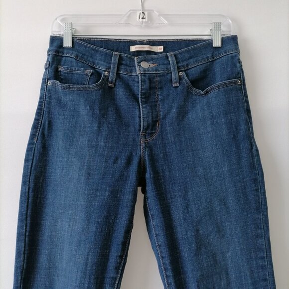 Levi's Womens Denim Blue Mid Rise Frayed Hem 311 Shaping Skinny Jeans Size 28 - Picture 2 of 10